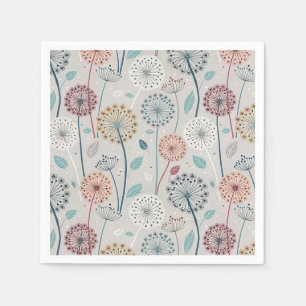 Serviette En Papier Dandelion Whimsical - Rouge, Jaune, Blanc & Turquo
