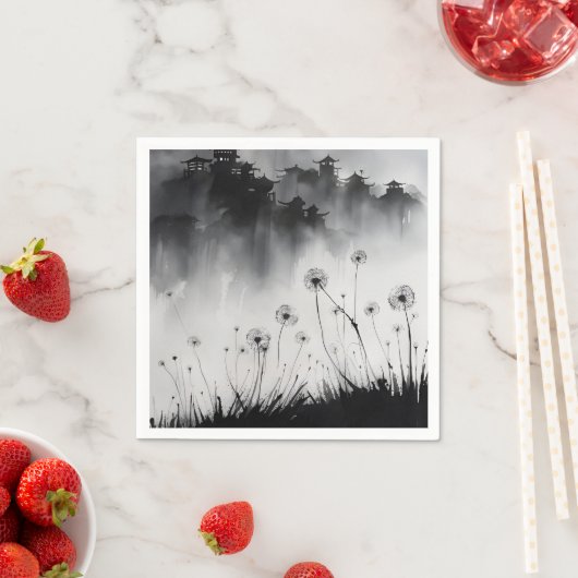 Serviette En Papier Dandelions (En situation)