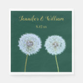 Serviette En Papier Dandelions, Dandelion Horloges Vert Personnalisé (Devant)