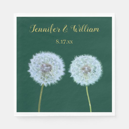 Serviette En Papier Dandelions, Dandelion Horloges Vert Personnalisé (Devant)