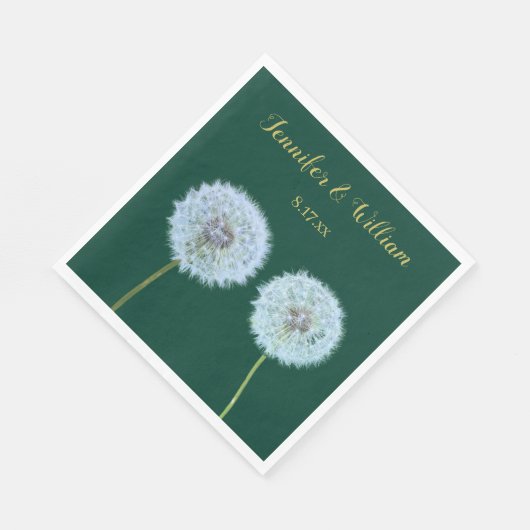 Serviette En Papier Dandelions, Dandelion Horloges Vert Personnalisé (Coin)