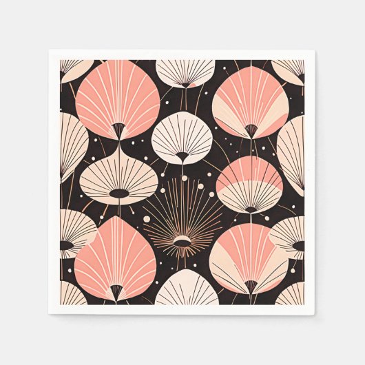 Serviette En Papier Dandelions -Mi-siècle- Design moderne rétro (Devant)