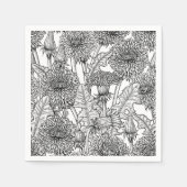 Serviette En Papier Dandelions, noir et blanc (Devant)
