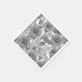 Serviette En Papier Dandelions, noir et blanc (Coin)