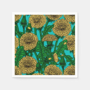 Serviette En Papier Dandelions sur turquoise
