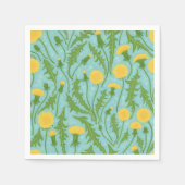 Serviette En Papier Dandelions, vert, jaune et bleu (Devant)