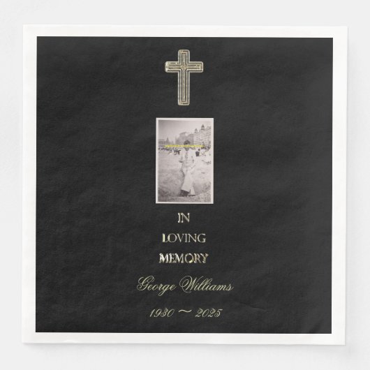 Serviette En Papier Dans la typographie de la mémoire aimée Croix d'or (Devant)