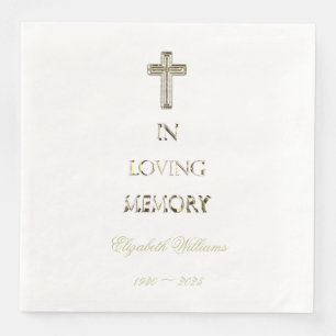 Serviette En Papier Dans la typographie de la mémoire aimée Croix d'or