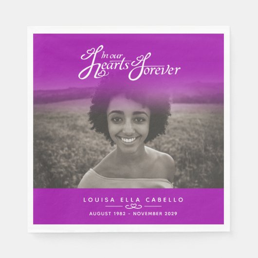 Serviette En Papier Dans nos coeurs éternellement photo serviettes vio (Devant)