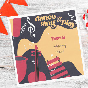 Serviette En Papier Danse chanter et jouer anniversaire de enfant