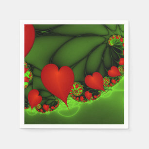 Serviette En Papier Danse Coeurs rouges Moderne Art Abstrait fractal