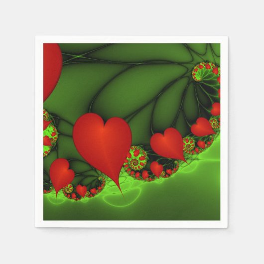 Serviette En Papier Danse Coeurs rouges Moderne Art Abstrait fractal (Devant)