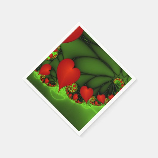 Serviette En Papier Danse Coeurs rouges Moderne Art Abstrait fractal (Coin)
