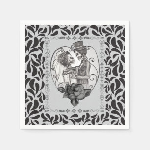 Serviette En Papier Danse de mariage de couple d'amour de squelette go