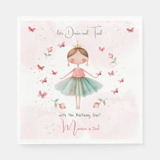 Serviette En Papier Danse et tournoi mignon ballerine ballet enfant an (Devant)