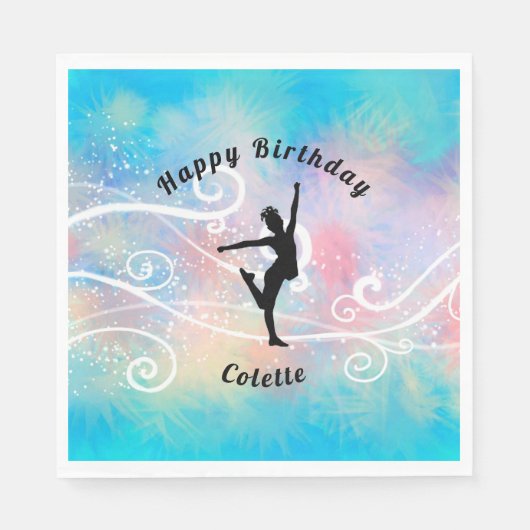 Serviette En Papier Danse Joyeux Anniversaire Custom Swirl (Devant)