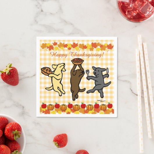 Serviette En Papier Danse Labrador Trio Thanksgiving (En situation)