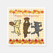 Serviette En Papier Danse Labrador Trio Thanksgiving (Devant)