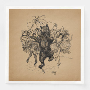 Serviette En Papier Danse Ours Cirque Vintage Art