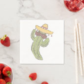 Serviette En Papier Danser Cactus avec Moustache à Sombrero (En situation)