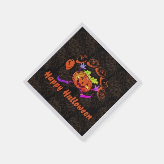 Serviette En Papier Danser Joyeux Citrouille Halloween Traitements (Coin)