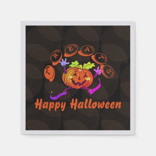 Serviette En Papier Danser Joyeux Citrouille Halloween Traitements (Devant)