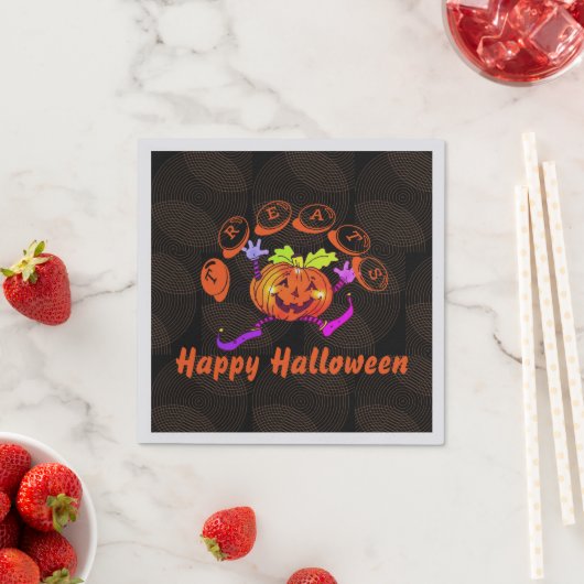 Serviette En Papier Danser Joyeux Citrouille Halloween Traitements (En situation)