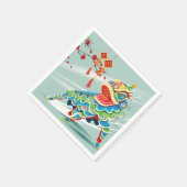 Serviette En Papier Danseur du lion bleu chinois (Coin)