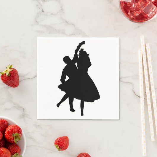 SERVIETTE EN PAPIER DANSEURS DE SILHOUETTE (En situation)