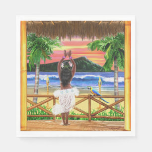 Serviette En Papier Danseuse de hula du coucher de soleil hawaïen