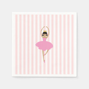 Serviette En Papier Danseuse Fée Rose Ballerine Peinture Rayure Rose