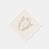 Serviette En Papier DAPHNE Elegant Crème Or Mariage classique formel (Coin)