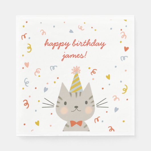 Serviette En Papier Dapper Kitty fête d'anniversaire (Devant)