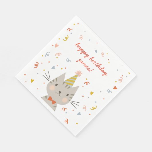 Serviette En Papier Dapper Kitty fête d'anniversaire (Coin)