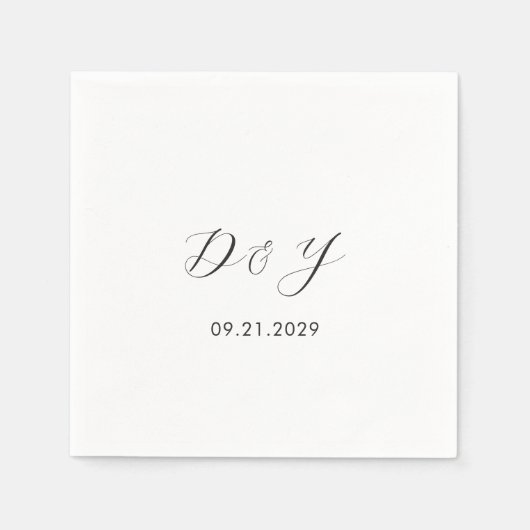 Serviette En Papier Daria White Mariage moderne (Devant)