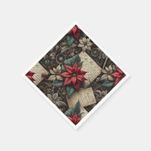 Serviette En Papier Dark Academia Poinsettia Stationery Découpage (Coin)