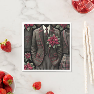 Serviette En Papier Dark Academia Poinsettia Uniforms Document de déco