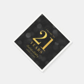 Serviette En Papier Dark Bokeh Faux Gold Cheers à 21 ans Anniversaire (Coin)