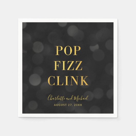 Serviette En Papier Dark Bokeh Faux Gold Pop Fizz Clink (Devant)