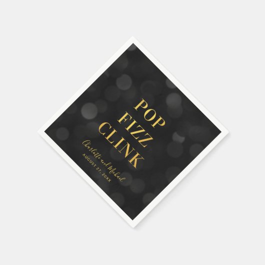 Serviette En Papier Dark Bokeh Faux Gold Pop Fizz Clink (Coin)
