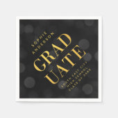 Serviette En Papier Dark Bokeh Lumières Faux Gold Graduate (Devant)
