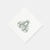 Serviette En Papier Dark Green "A" Monogram Cocktail Napkins (Coin)
