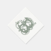 Serviette En Papier Dark Green "B" Monogram Cocktail Napkins (Coin)