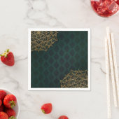 Serviette En Papier Dark Green & Gold Marocain Mariage des nuits arabe (En situation)
