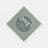 Serviette En Papier Dark Green Stripes 1st Birthday (Coin)