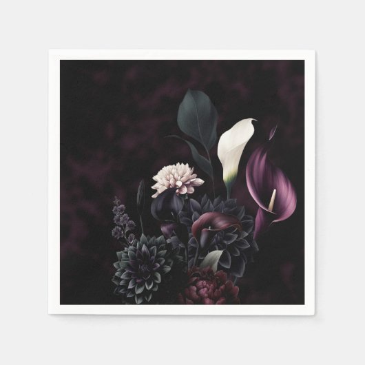 Serviette En Papier Dark Moody Romantic Floral Mariage blanc (Devant)