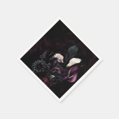 Serviette En Papier Dark Moody Romantic Floral Mariage blanc (Coin)