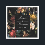 Serviette En Papier Dark Moody Romantic Floral Néerlandais Mariage<br><div class="desc">Customisez le texte et déplacez ou mettez à l'échelle la forme et les floraux selon vos besoins. La forme et la couleur arrière - plan sont modifiables.</div>