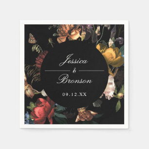 Serviette En Papier Dark Moody Romantic Floral Néerlandais Mariage