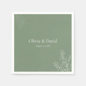 Serviette En Papier Dark Sage Green Botanical Wedding Napkin (Devant)